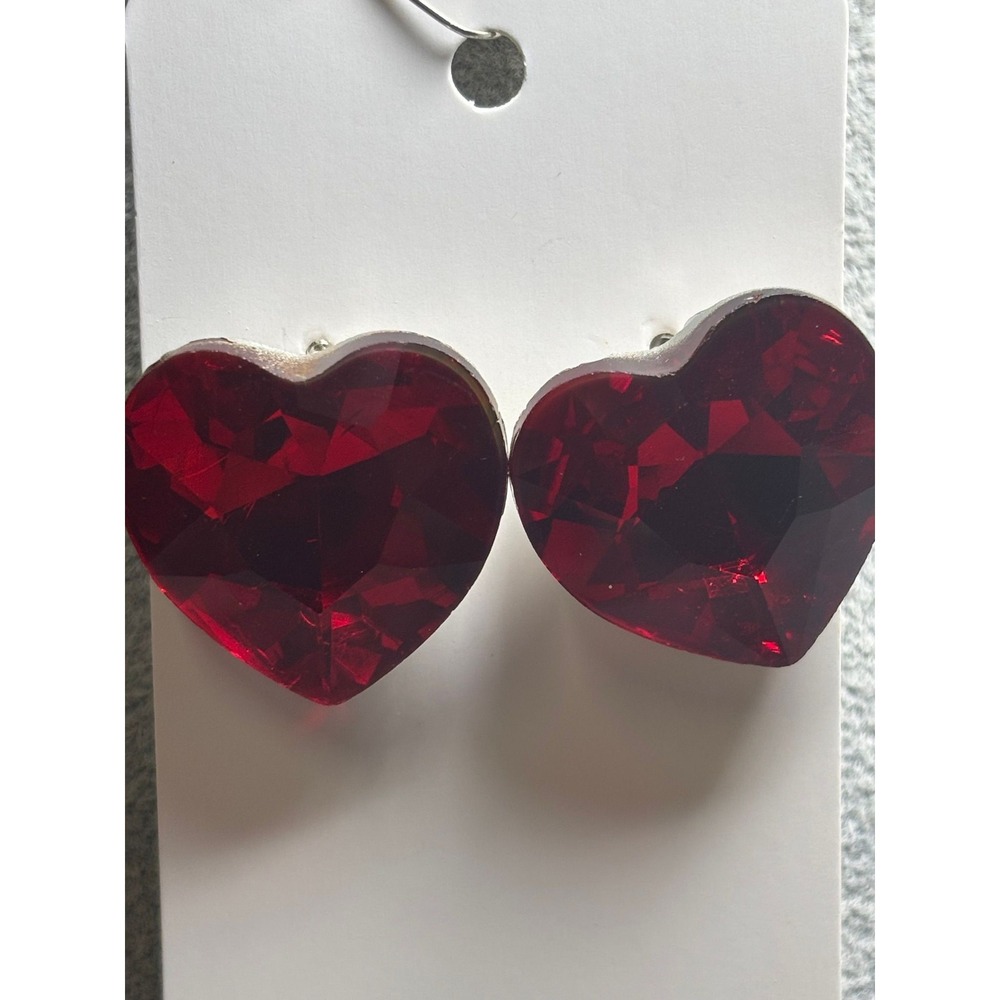 #37. Red Chunky Heart Stud Earrings